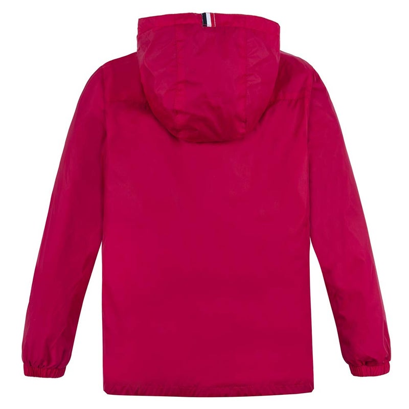 Jingle Bongala Boys Girls Lightweight Breathable Raincoat Waterproof Hooded Rain Jacket Windbreaker Easy to Fold-Red-160 - Image 2